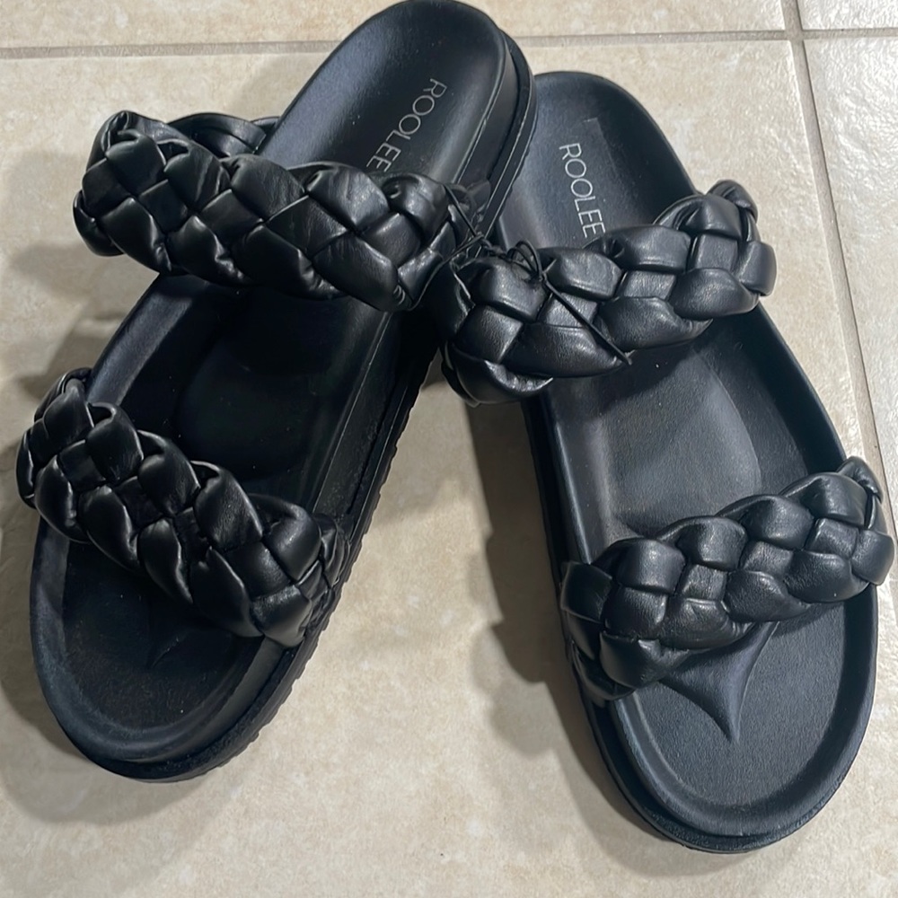 Roole braided black sandals
